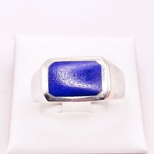 Size 11.5 Blue Lapis Inlaid 925 Sterling Silver Ring